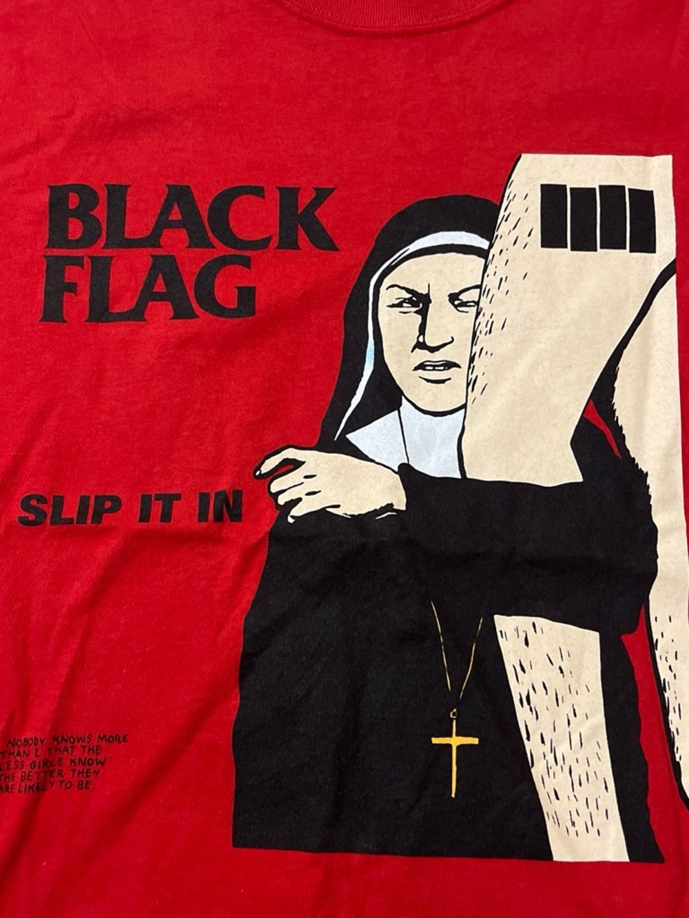 Talbots Red Black Graphic Nun Tee